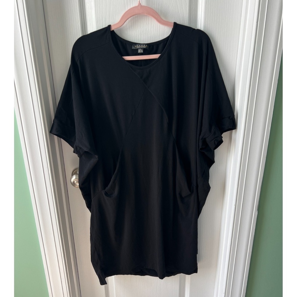 Luukaa Womens Black Top Dress ? Lagenlook Pockets Bamboo Blend Size‎ 6
